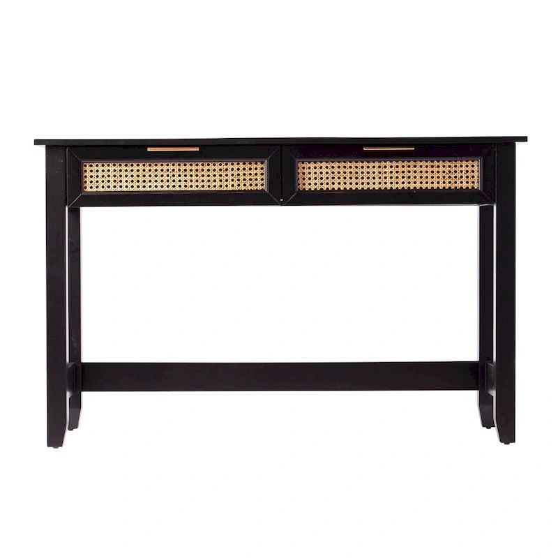 SEI Furniture Chekshire Mid-Century Modern Konsolentisch mit Rattan-Schubladen