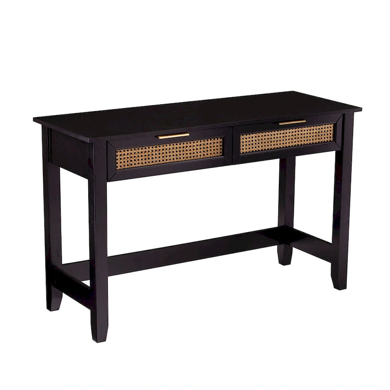 SEI Furniture Chekshire Mid-Century Modern Konsolentisch mit Rattan-Schubladen