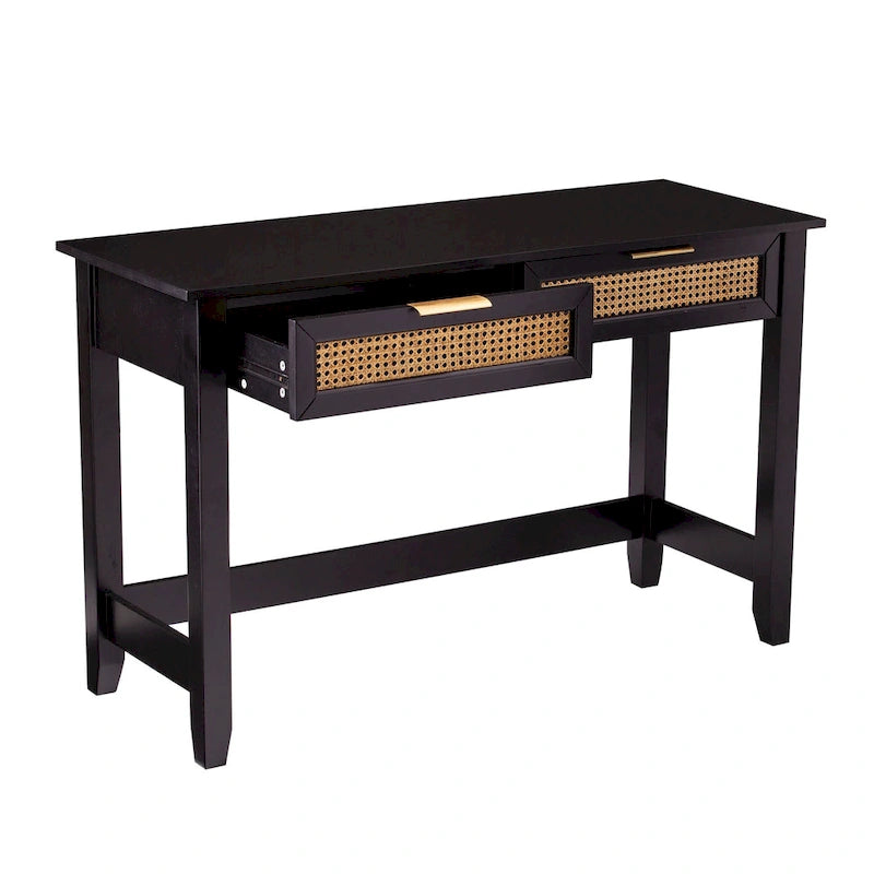 SEI Furniture Chekshire Mid-Century Modern Konsolentisch mit Rattan-Schubladen