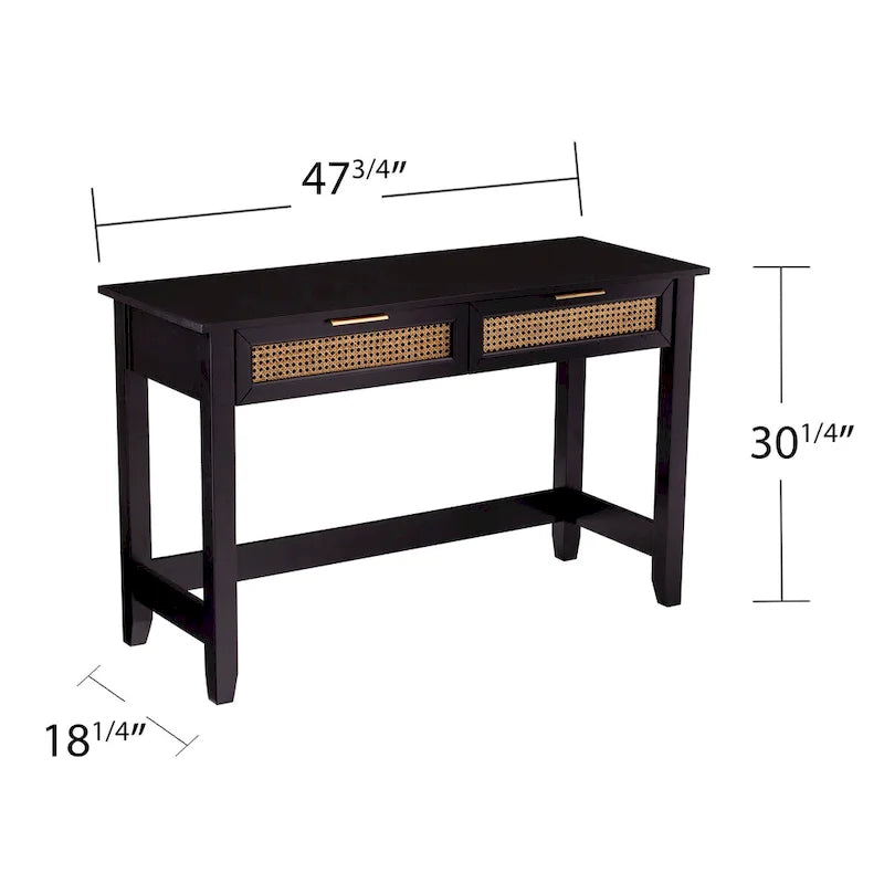 SEI Furniture Chekshire Mid-Century Modern Konsolentisch mit Rattan-Schubladen