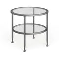 SEI Furniture Glenn Silberfarbener runder Metall-Beistelltisch mit Ablage