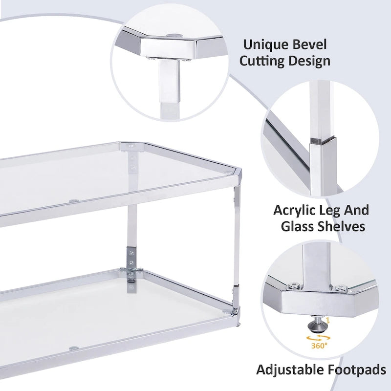 Couchtische aus Chrom, Couchtisch aus Glas mit Ablage