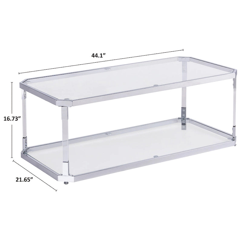 Couchtische aus Chrom, Couchtisch aus Glas mit Ablage
