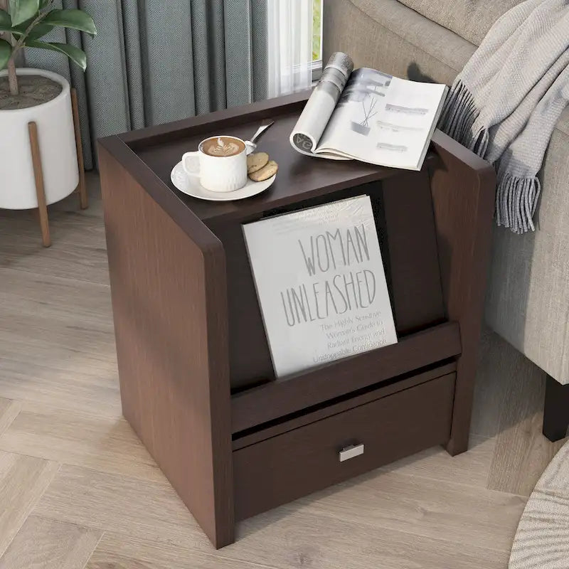 Dine Moderne 1-Regal Beistelltisch aus Walnuss (18 Zoll) von Furniture of America