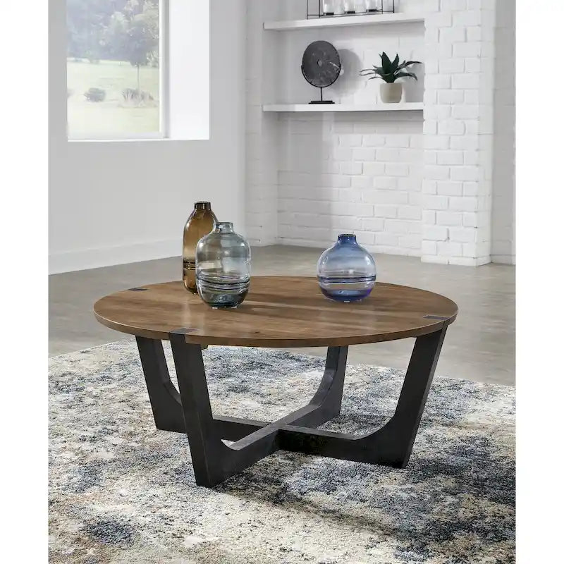 Signature Design by Ashley Hanneforth Couchtisch Braun/Schwarz – 112B x 112T x 48H cm