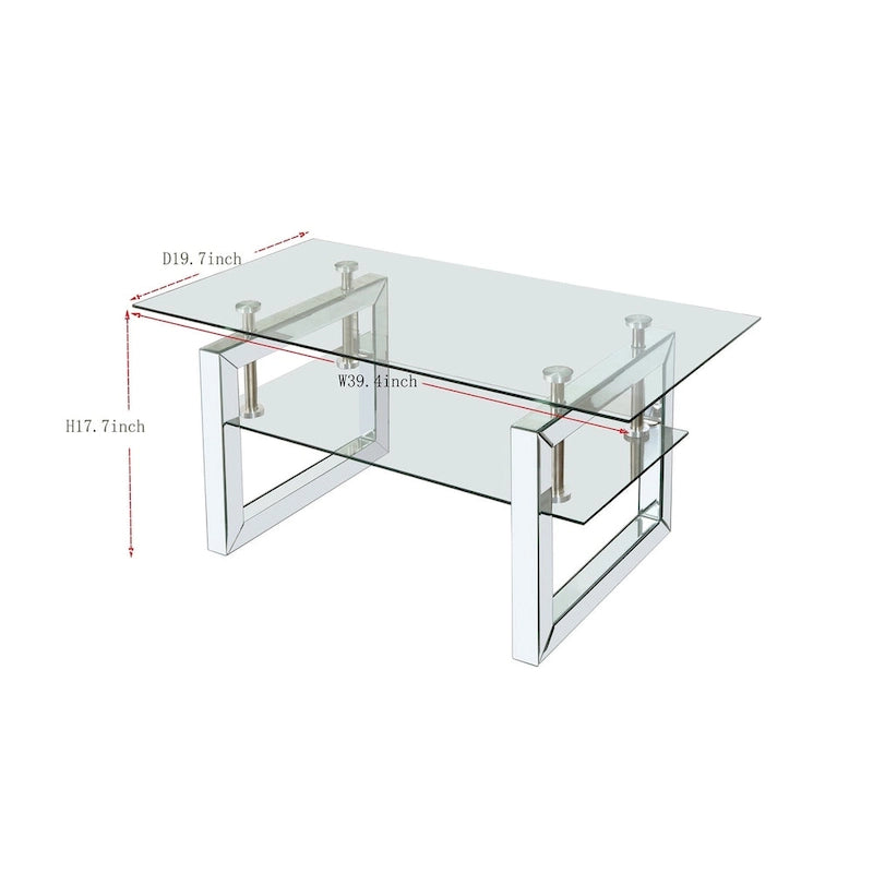 Couchtisch aus gehärtetem Glas, Kaffeetisch