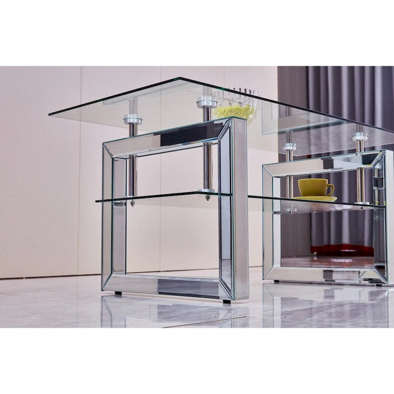 Couchtisch aus gehärtetem Glas, Kaffeetisch
