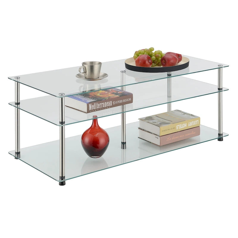 Convenience Concepts Designs2Go Classic Glas-Couchtisch mit 3 Ebenen