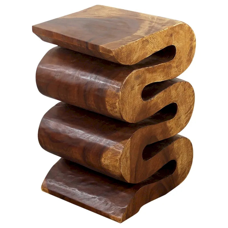 Haussmann Wood Wave Verve Akzent Beistelltisch Schlange 12x14x20 Zoll H Walnussöl - 12 x 14 x 20