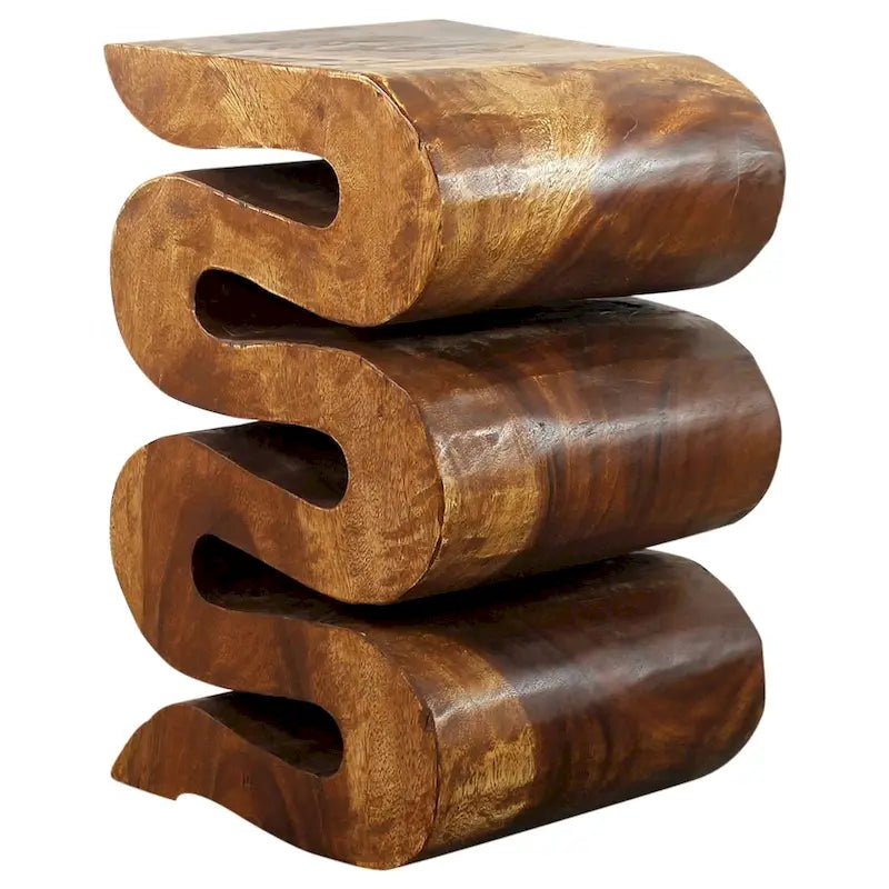 Haussmann Wood Wave Verve Akzent Beistelltisch Schlange 12x14x20 Zoll H Walnussöl - 12 x 14 x 20
