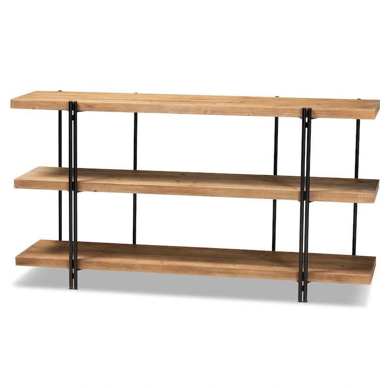 Tarah Brown Konsolentisch aus Holz und schwarzem Metall