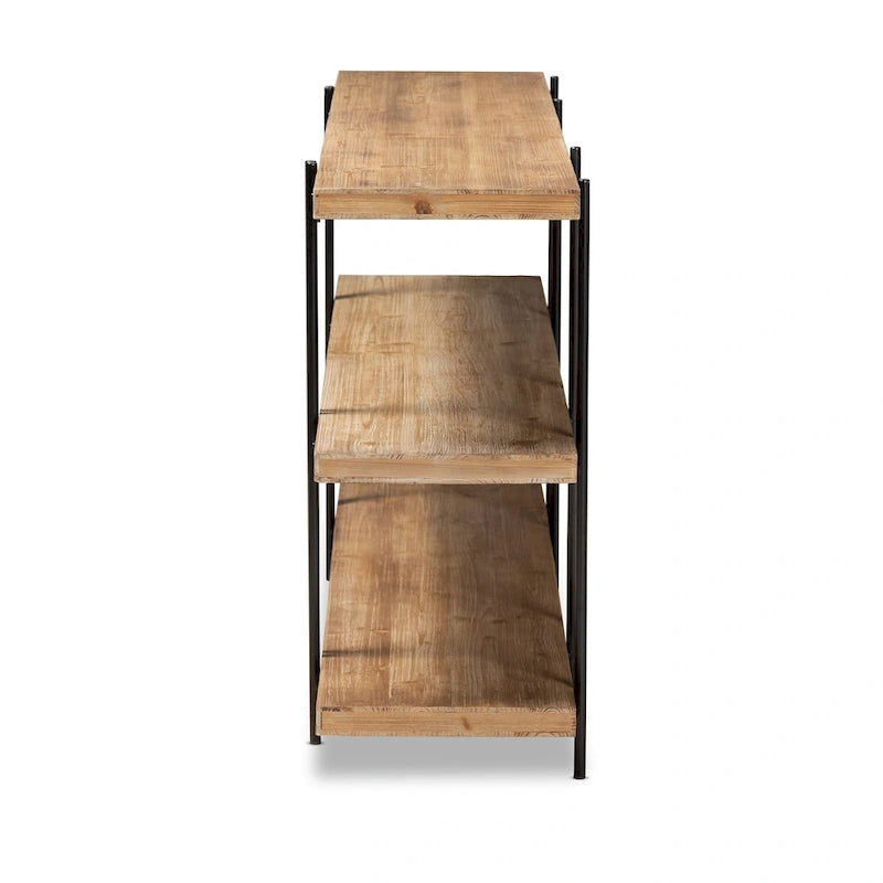 Tarah Brown Konsolentisch aus Holz und schwarzem Metall