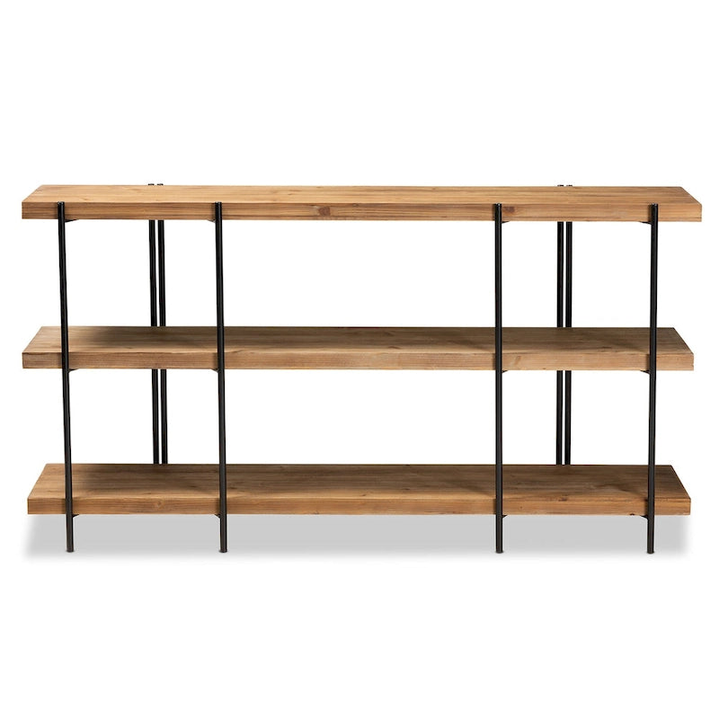 Tarah Brown Konsolentisch aus Holz und schwarzem Metall