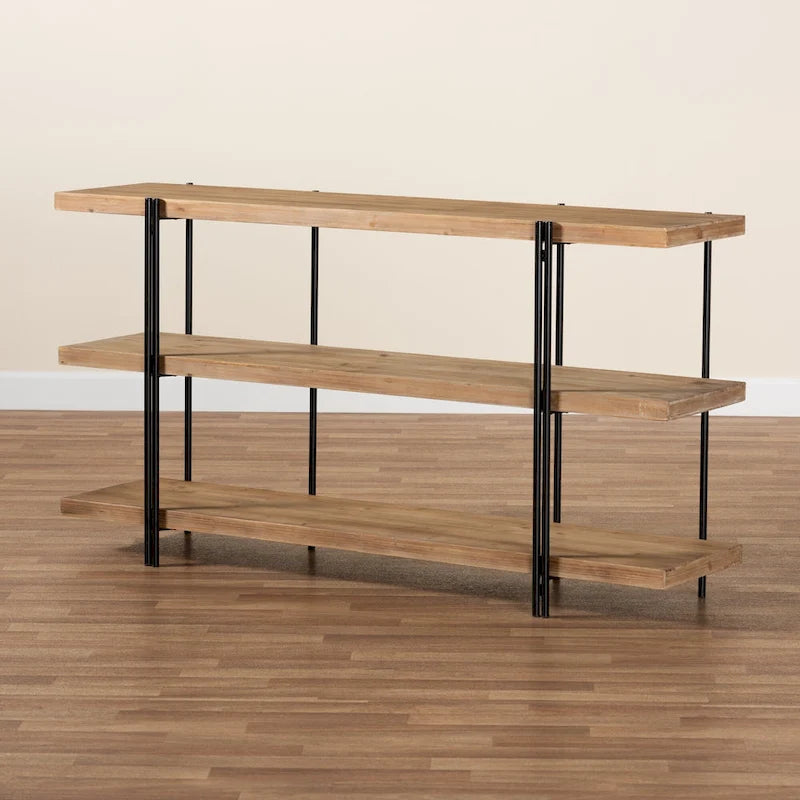 Tarah Brown Konsolentisch aus Holz und schwarzem Metall