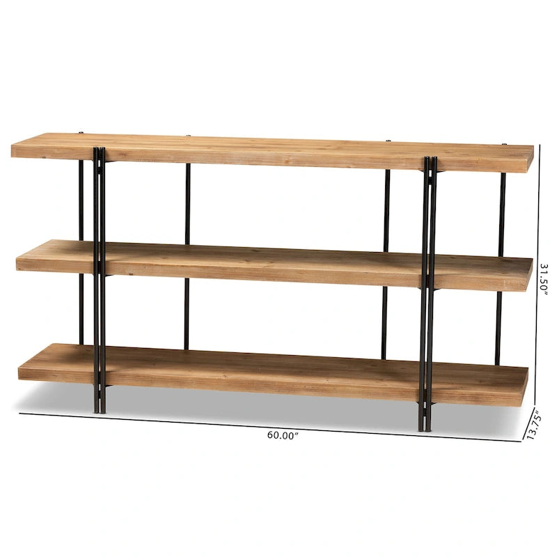 Tarah Brown Konsolentisch aus Holz und schwarzem Metall