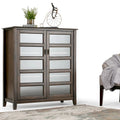 WYNDENHALL Portland Massivholz 101,6 cm breiter Übergangs-Medien-Aufbewahrungsschrank in Mahagonibraun – 101,6 B x 42,9 T x 111,8 H cm