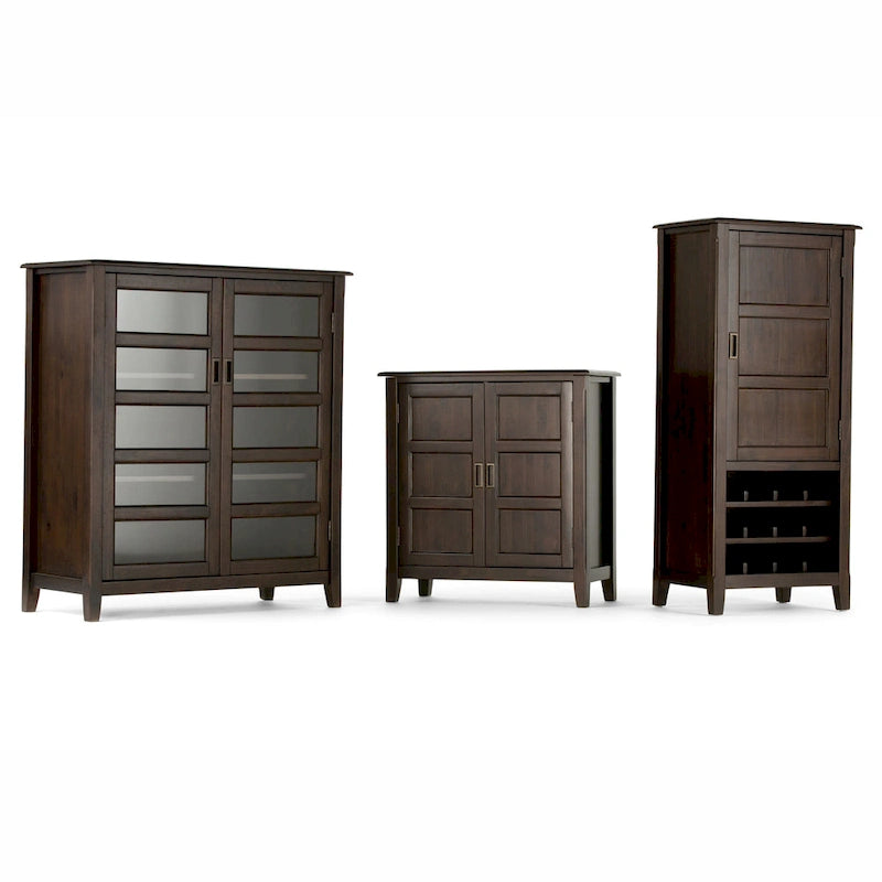 WYNDENHALL Portland Massivholz 101,6 cm breiter Übergangs-Medien-Aufbewahrungsschrank in Mahagonibraun – 101,6 B x 42,9 T x 111,8 H cm