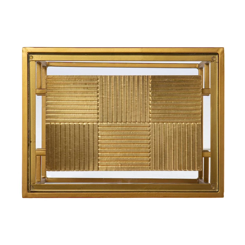 SEI Furniture Pantello Beistelltisch mit Glasplatte und Regalböden, Messing