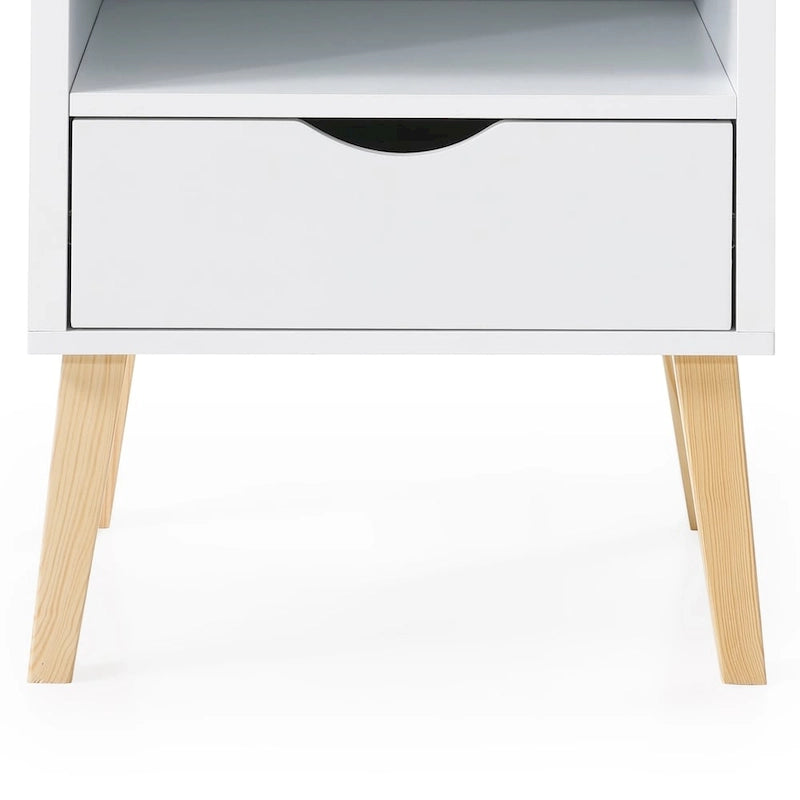 Mid-Century Modern Jeff Nachttisch Beistelltisch Weißes Holz