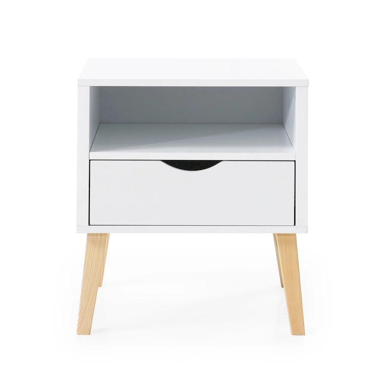 Mid-Century Modern Jeff Nachttisch Beistelltisch Weißes Holz