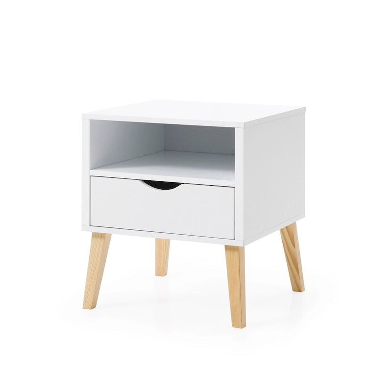 Mid-Century Modern Jeff Nachttisch Beistelltisch Weißes Holz
