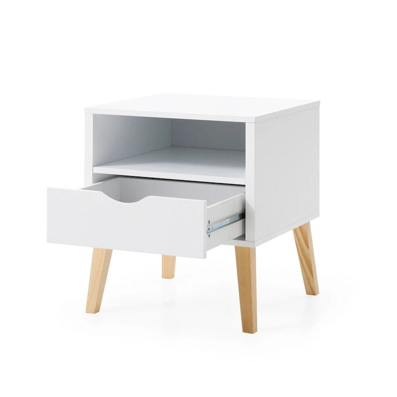 Mid-Century Modern Jeff Nachttisch Beistelltisch Weißes Holz