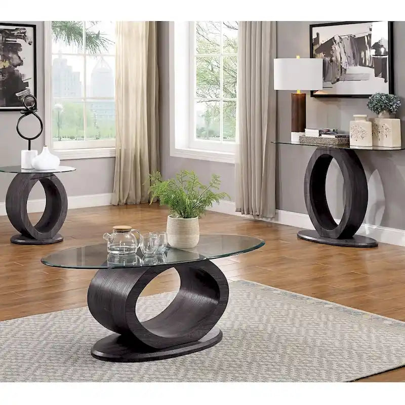 Totte Contemporary Grey 24-Zoll Glas-Beistelltisch von Strick & Bolton
