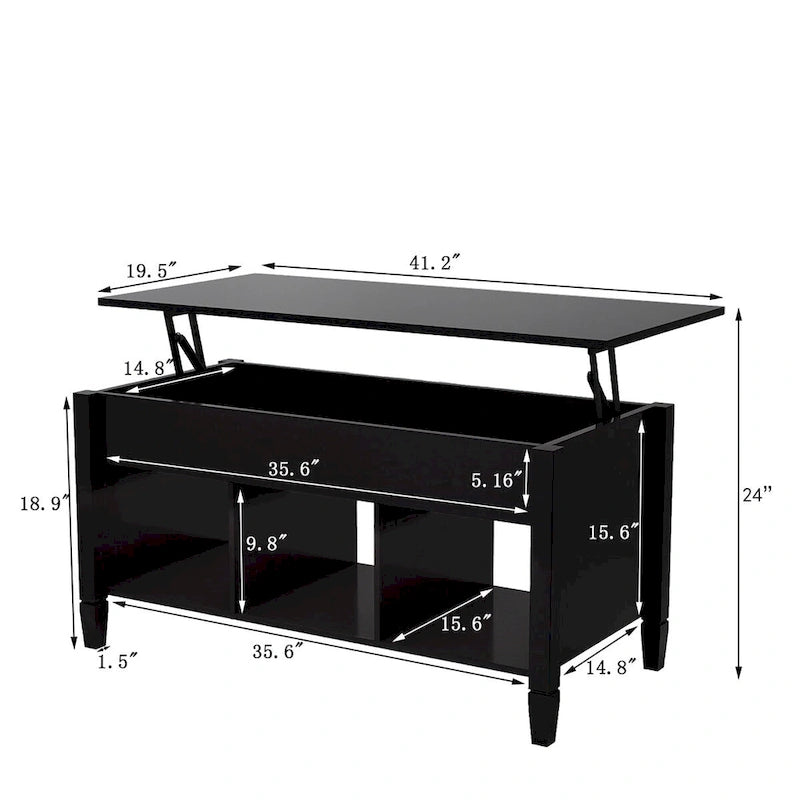 Couchtisch mit Hebefunktion – Schwarz