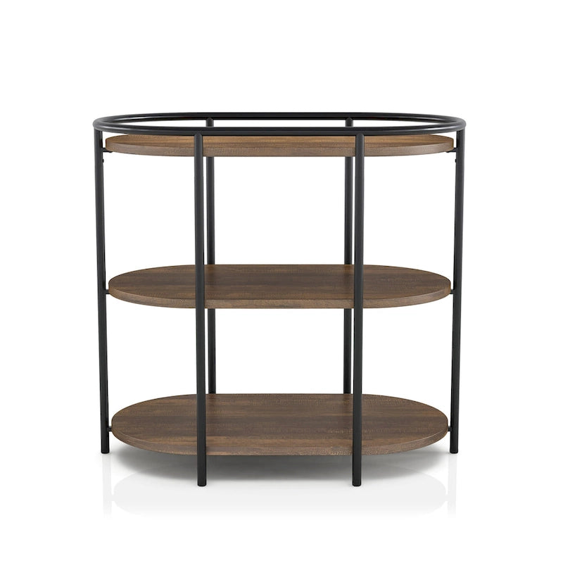 Moore Industrial Brown 26 Zoll Stahl 3-stöckiger Beistelltisch mit USB-Anschlüssen und Steckdosen von Furniture of America