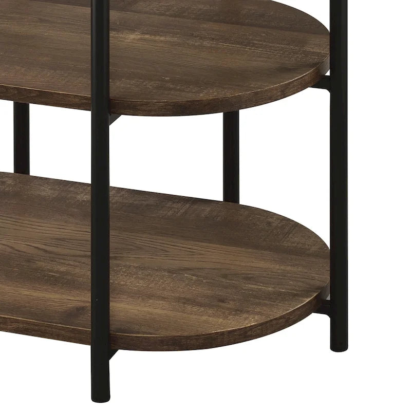 Moore Industrial Brown 26 Zoll Stahl 3-stöckiger Beistelltisch mit USB-Anschlüssen und Steckdosen von Furniture of America