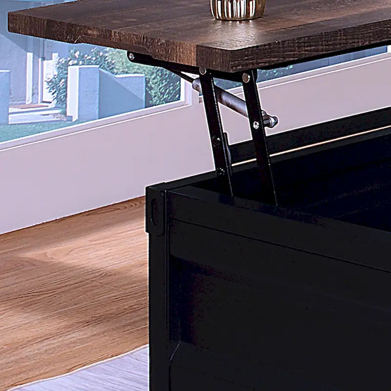 Orya Industrial Black Couchtisch mit Hebefunktion aus Stahl, 47 Zoll, von Furniture of America