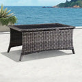 Outdoor Rattan Couchtisch Glastisch Beistelltisch