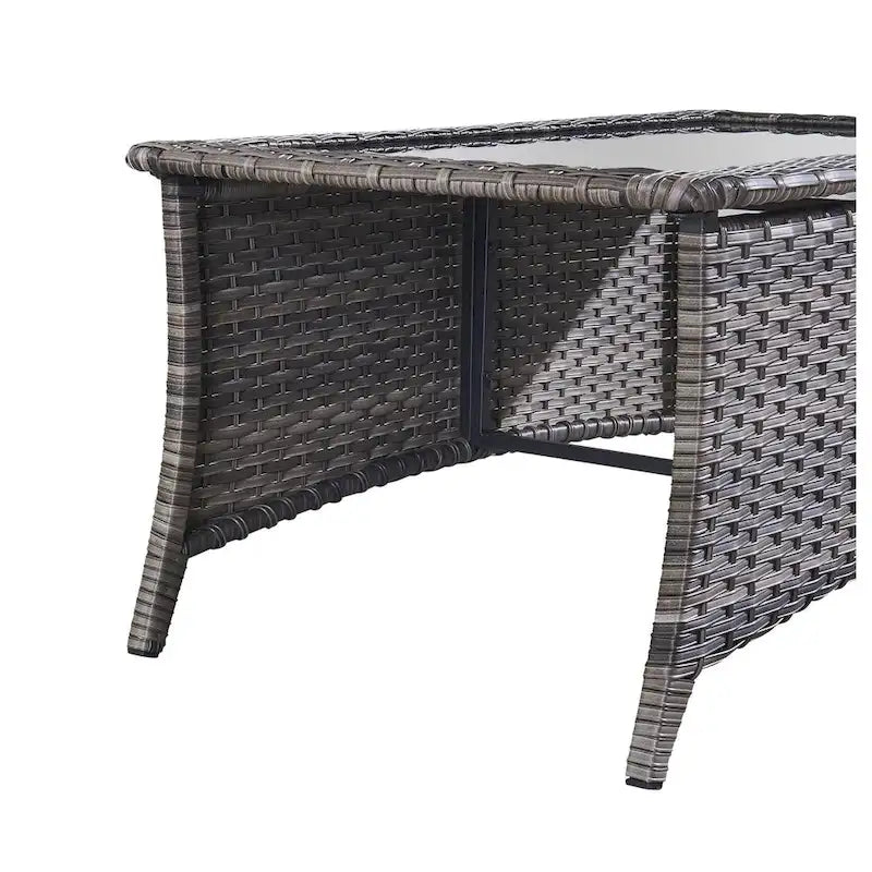 Outdoor Rattan Couchtisch Glastisch Beistelltisch