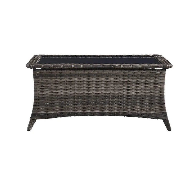 Outdoor Rattan Couchtisch Glastisch Beistelltisch