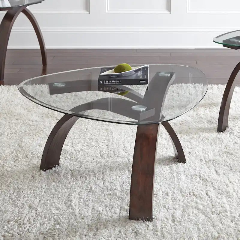Steve Silver Perrin 3-teiliges Beistelltisch-Set mit Glasplatte