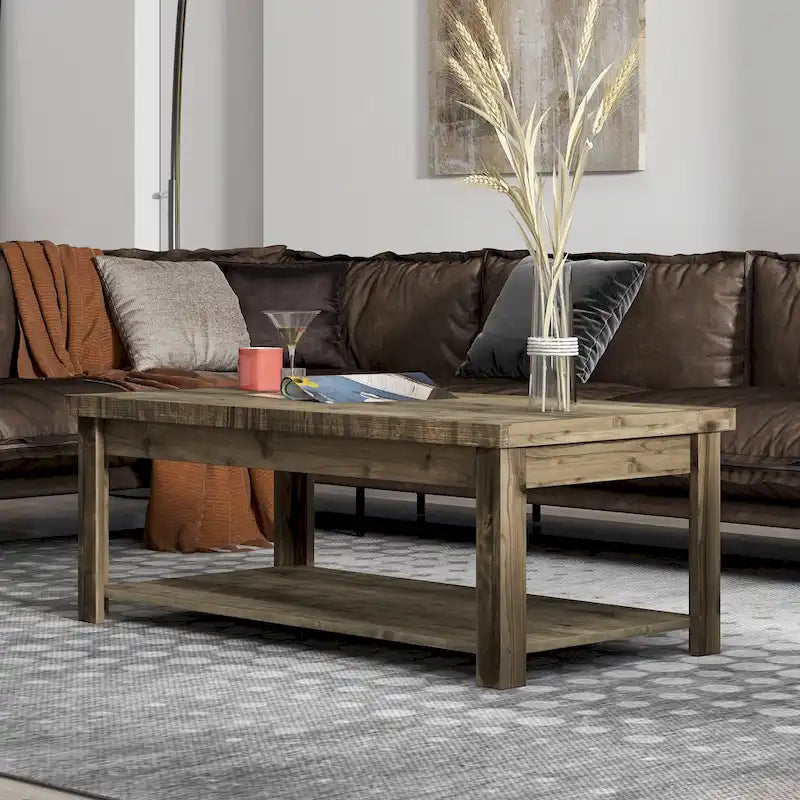 Bridgevine Home Joshua Creek 48 Zoll Couchtisch, kein Aufbau erforderlich, Barnwood-Finish