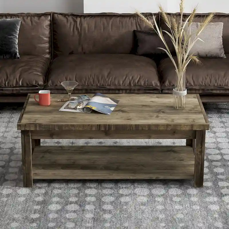 Bridgevine Home Joshua Creek 48 Zoll Couchtisch, kein Aufbau erforderlich, Barnwood-Finish