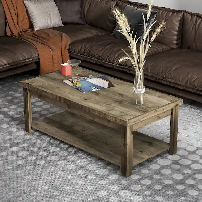Bridgevine Home Joshua Creek 48 Zoll Couchtisch, kein Aufbau erforderlich, Barnwood-Finish
