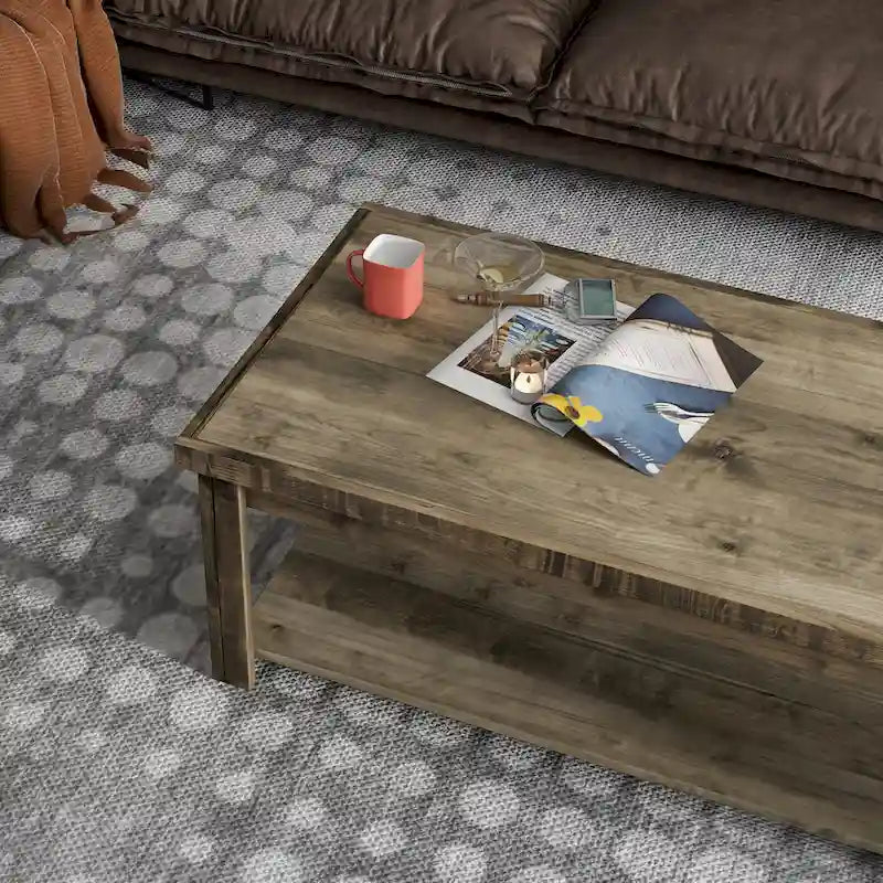 Bridgevine Home Joshua Creek 48 Zoll Couchtisch, kein Aufbau erforderlich, Barnwood-Finish