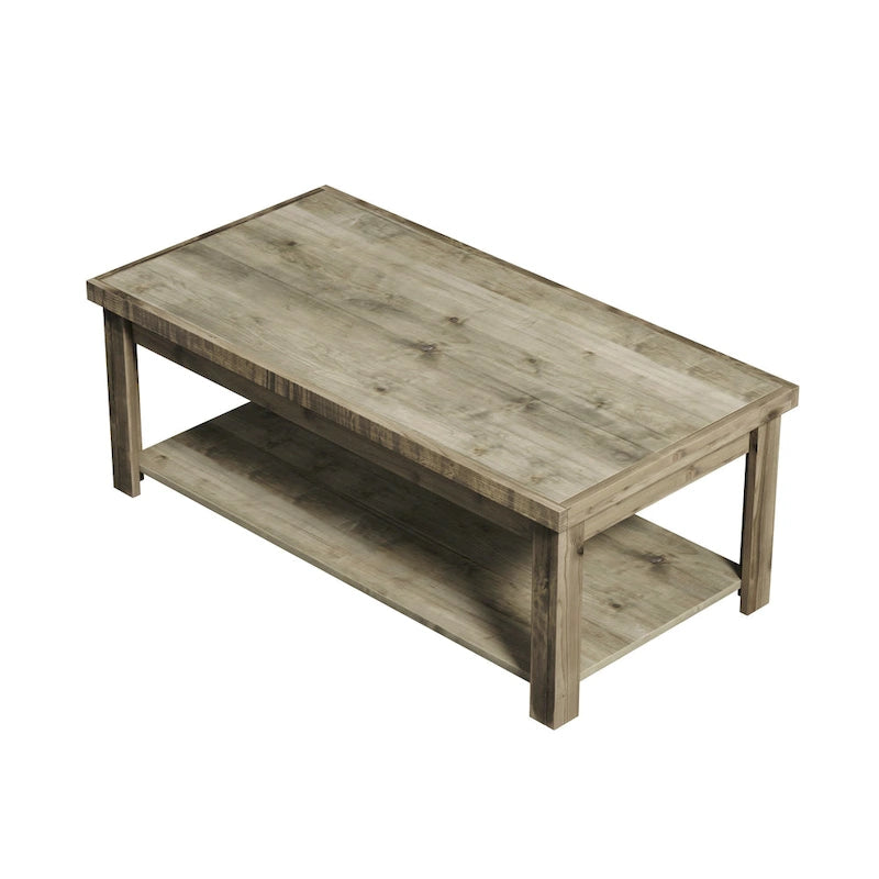 Bridgevine Home Joshua Creek 48 Zoll Couchtisch, kein Aufbau erforderlich, Barnwood-Finish