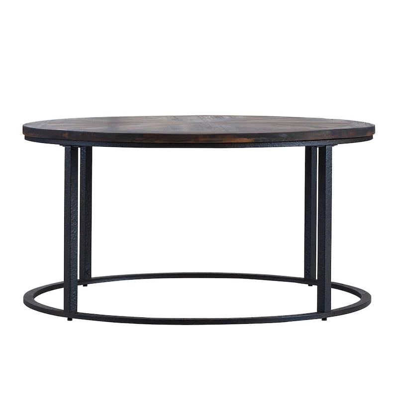 SEI Furniture Darren Moderner rustikaler Couchtisch aus recyceltem Holz, rund