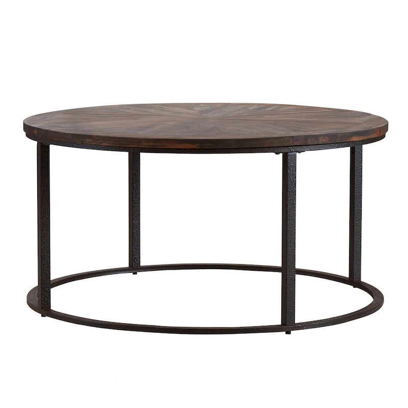 SEI Furniture Darren Moderner rustikaler Couchtisch aus recyceltem Holz, rund