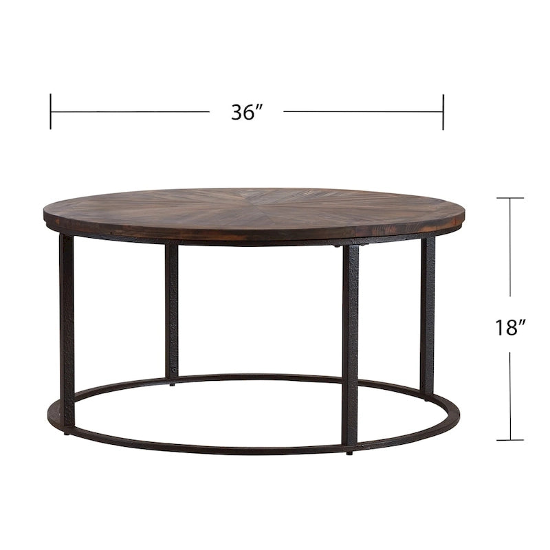 SEI Furniture Darren Moderner rustikaler Couchtisch aus recyceltem Holz, rund