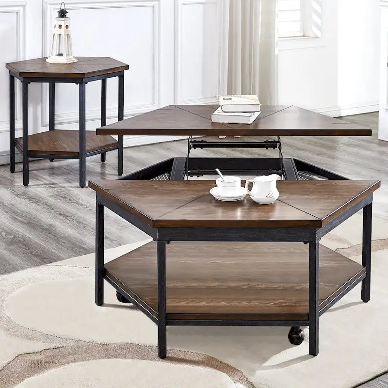 Steve Silver Upton Hexagonaler Couchtisch mit Hebeplatte