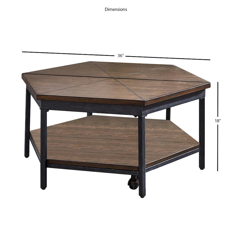 Steve Silver Upton Hexagonaler Couchtisch mit Hebeplatte