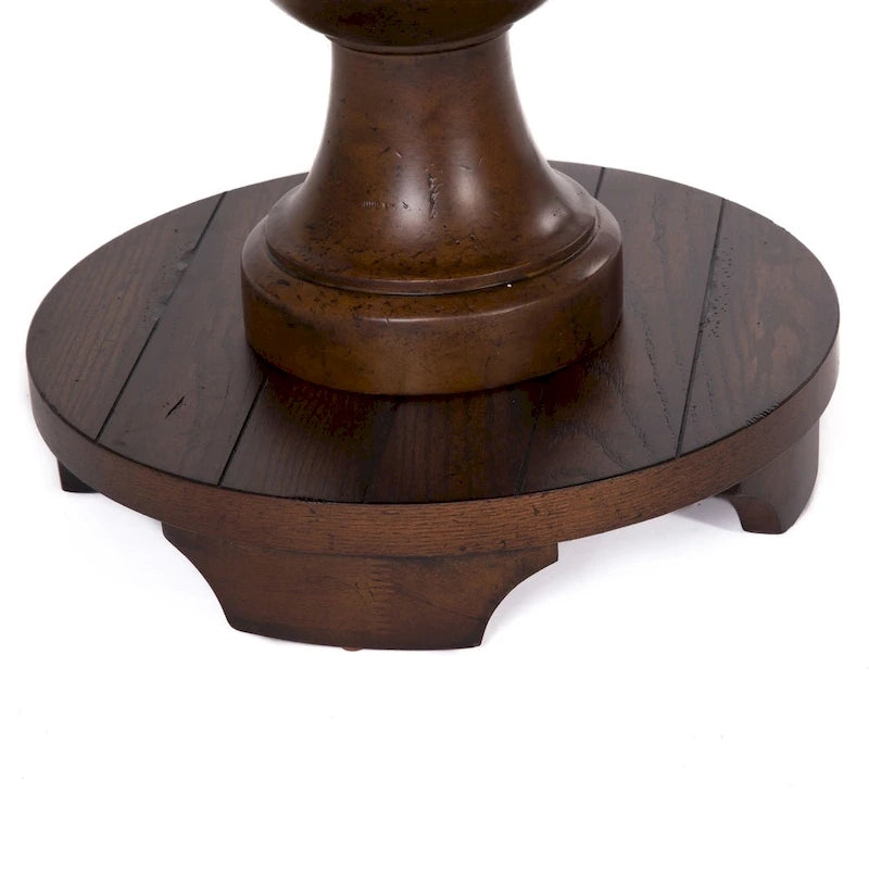 Sedona Kona Brown runder Beistelltisch, schwere Eichenholzplatte