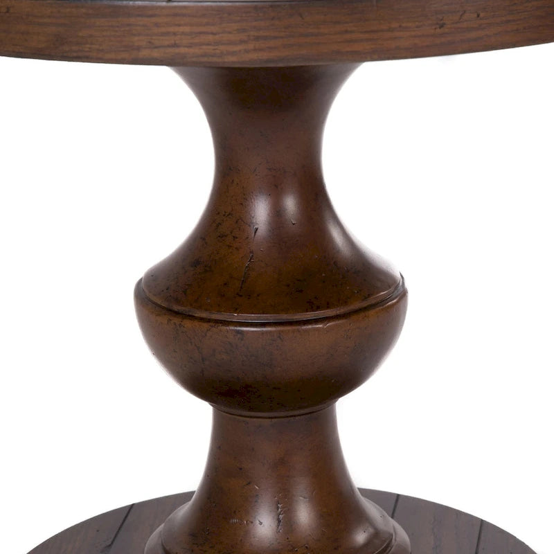 Sedona Kona Brown runder Beistelltisch, schwere Eichenholzplatte