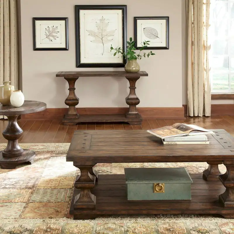 Sedona Kona Brown runder Beistelltisch, schwere Eichenholzplatte