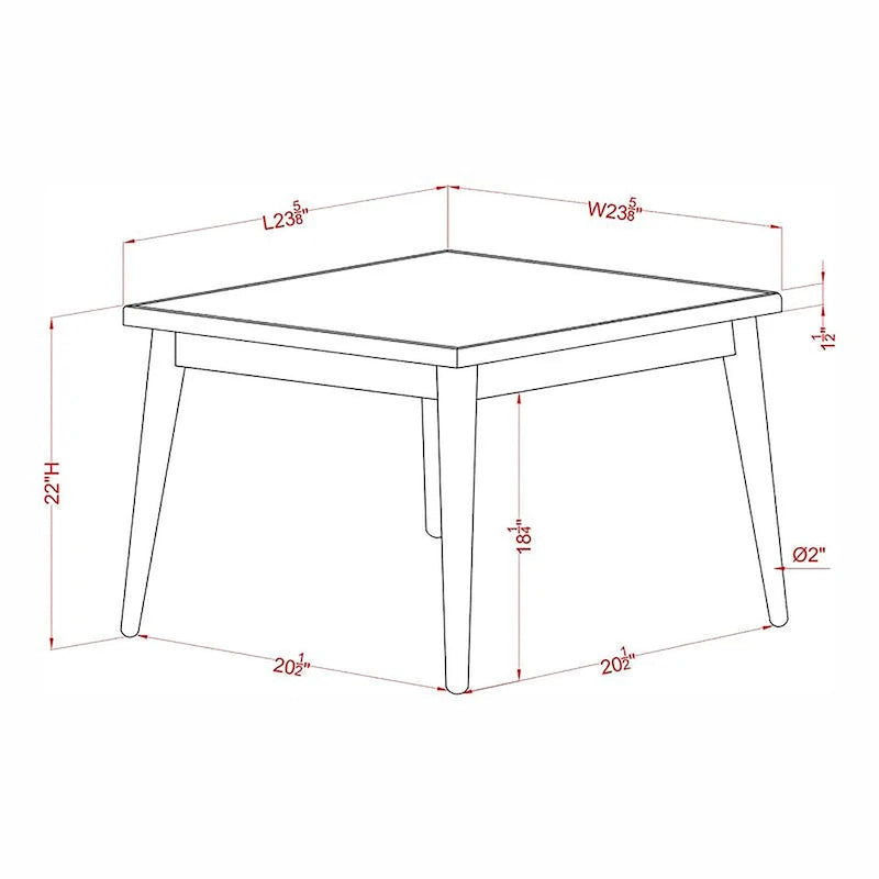 Furniture of America Abi Beistelltisch, 61 cm, aus Massivholz, Walnuss, im Mid-Century-Stil