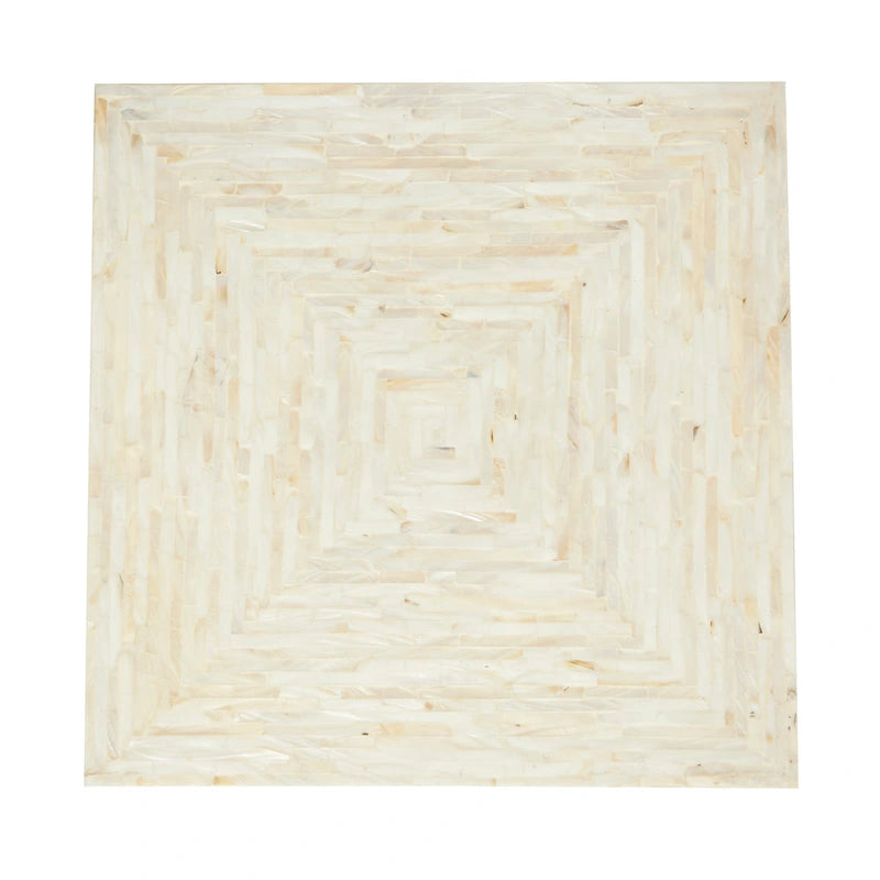 Handgefertigter Beistelltisch in Sanduhrform aus Perlmutt – Grau oder Beige – Roche River Decor